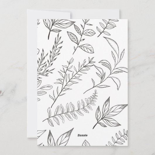 Botanische Black and White Season's Groeten Feestdagenkaart (Achterkant)