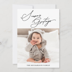 Botanische Black and White Season's Groeten Feestdagenkaart