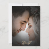 Botanische Black en Gold Photo Monogram Weddenscha Kaart (Achterkant)