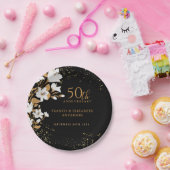 Botanische Black Gold 50ste bruiloft Jubileum Papieren Bordje (Feest)