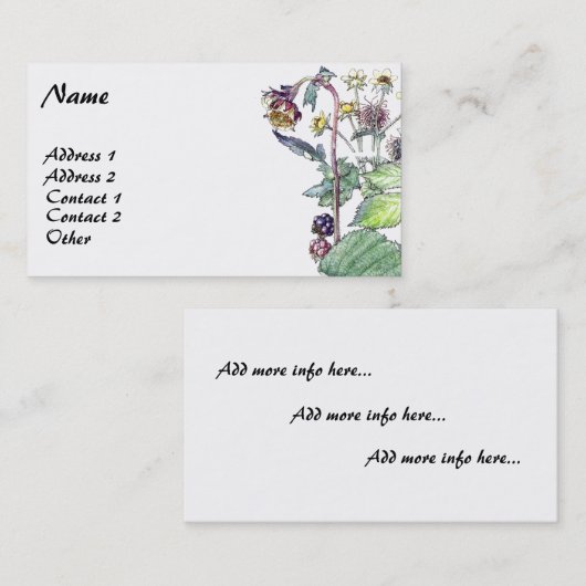 Botanische Blackberry Blossom FruitVisitekaartjes Visitekaartje (Voorkant / Achterkant)