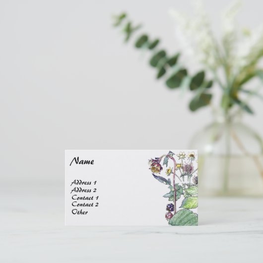 Botanische Blackberry Blossom FruitVisitekaartjes Visitekaartje (Staand voorkant)