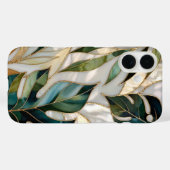 Botanische Blad iPhone Hoes Groen Goud Glas in Loo (Achterkant (horizontaal))