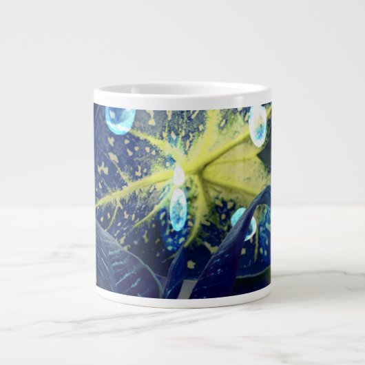 Botanische blad met waterdruppels Jumbo mok (Voorkant)