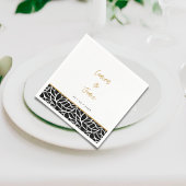 Botanische Blad Patroon Rand Namen Datum Bruiloft Servet