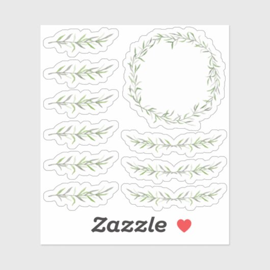 Botanische blad tak groene krans planner randen sticker (Vel)