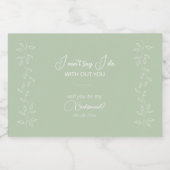 Botanische blad wijnstok salie groen bruidsmeisje  sparkling wijnetiket (Enkel label)