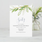 Botanische bladeren 60e verjaardag uitnodiging (Staand voorkant)