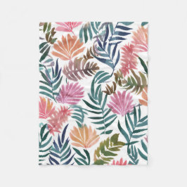 Botanische Bladeren Aquarel | Bloemrijk Kleurig Bl Fleece Deken