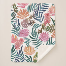 Botanische Bladeren Aquarel | Bloemrijk Kleurig Bl Sherpa Deken