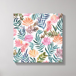 Botanische Bladeren Aquarel | Bloemrijk Kleurrijk  Canvas Afdruk