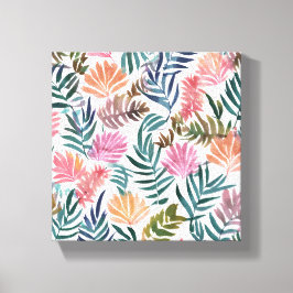 Botanische Bladeren Aquarel | Bloemrijk Kleurrijk  Canvas Afdruk