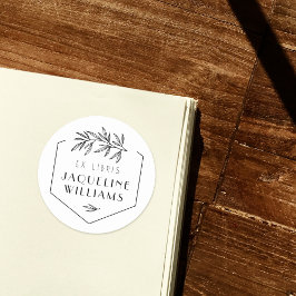 Botanische bladeren Bibliotheek Ex Libris Aangepas Ronde Sticker