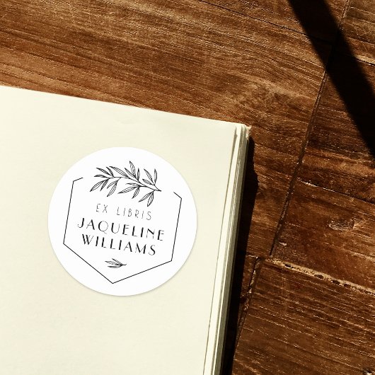 Botanische bladeren Bibliotheek Ex Libris Aangepas Ronde Sticker