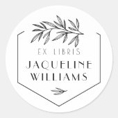 Botanische bladeren Bibliotheek Ex Libris Aangepas Ronde Sticker (Voorkant)