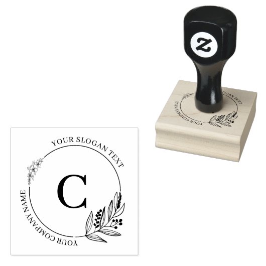 Botanische bladeren & bloemen aangepaste typografi rubberstempel (Gestempeld)