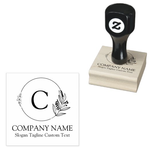 Botanische bladeren & bloemen aangepaste typografi rubberstempel (Gestempeld)