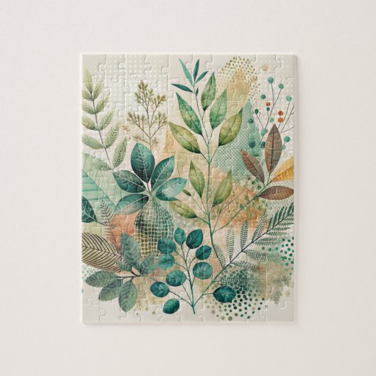 Botanische bladeren collage puzzel (Verticaal)
