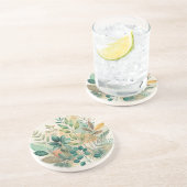 Botanische bladeren Collage Zandsteen Onderzetters (Zijkant)