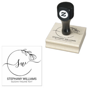 Botanische bladeren Custom Vrouwelijke Initialen Rubberstempel