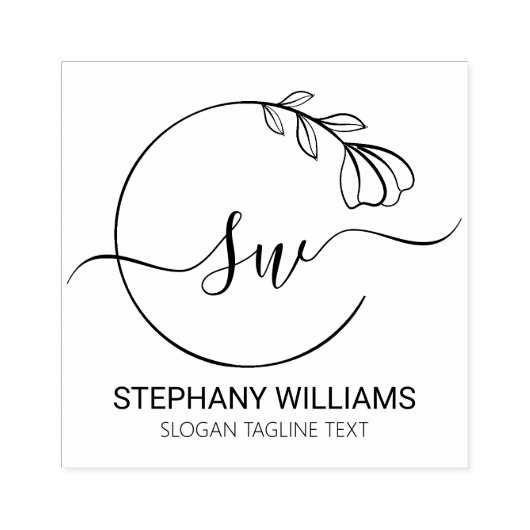 Botanische bladeren Custom Vrouwelijke Initialen Rubberstempel (Afrduk)