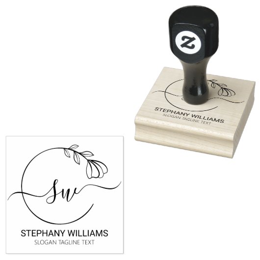 Botanische bladeren Custom Vrouwelijke Initialen Rubberstempel (Gestempeld)