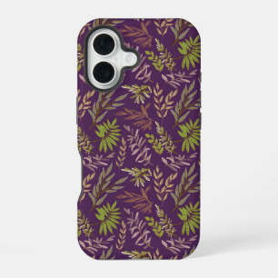 Botanische Bladeren: Een Verbluffende Paarse Achte iPhone 16 Hoesje