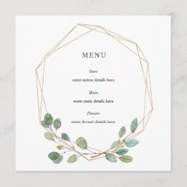Botanische bladeren Elegant Goud Geo Lijst Bruilof Menu