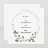 Botanische bladeren Elegant Goud Geo Lijst Bruilof Menu (Voorkant / Achterkant)