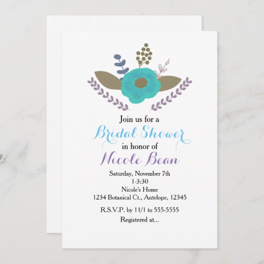 Botanische bladeren en Blauwgroen blauwe vlinderui Kaart (Voorkant / Achterkant)