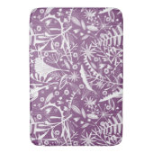 Botanische bladeren en bloemen Paars Badmat (Voorkant Verticaal)