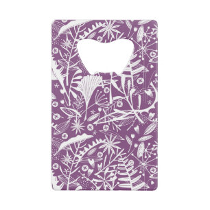Botanische bladeren en bloemen Paars Creditkaart Flessenopener