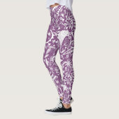 Botanische bladeren en bloemen Paars Leggings (Links)