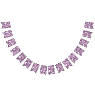 Botanische bladeren en bloemen Paars Vlaggetjes