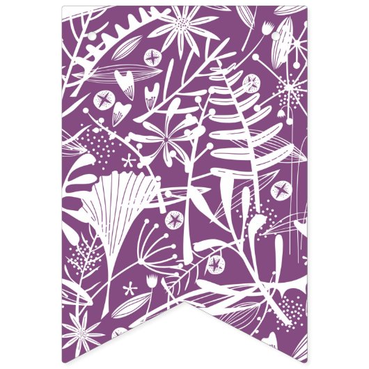 Botanische bladeren en bloemen Paars Vlaggetjes (Derde vlag)