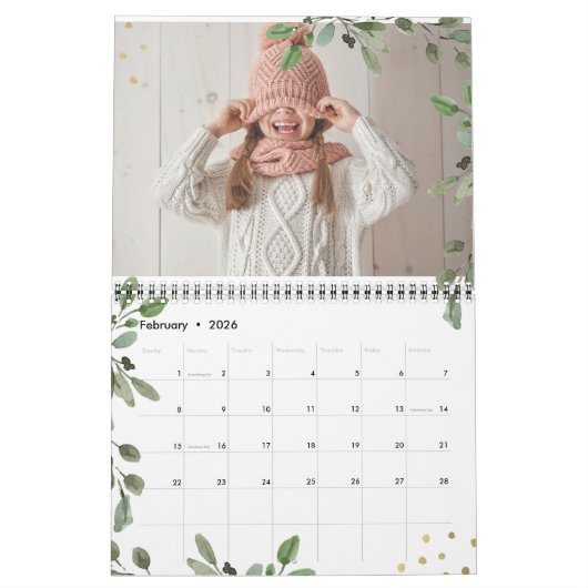 Botanische bladeren en goud | Uw persoonlijke foto Kalender (Feb 2026)