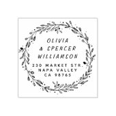 Botanische bladeren en handgeschreven naam retoura rubberstempel (Afrduk)