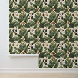 botanische bladeren en noten behang