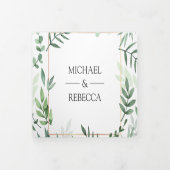 Botanische bladeren Foto Collage Groen Bruiloft Drieluik Uitnodiging (Cover)