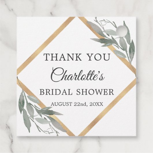 Botanische bladeren Goud Vrijgezellenfeest DANK U Bedankjes Labels (Achterkant)