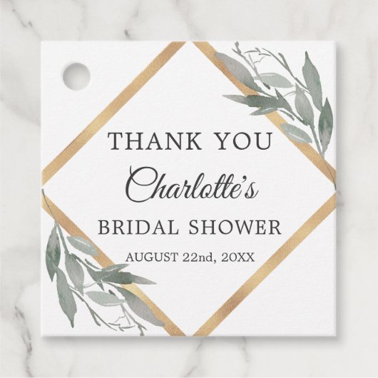 Botanische bladeren Goud Vrijgezellenfeest DANK U Bedankjes Labels (Voorkant)