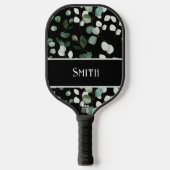 Botanische bladeren groen met naam pickleball paddle (Voorkant)