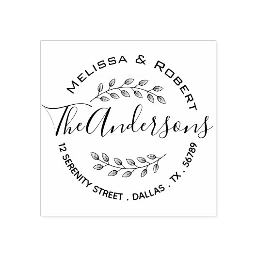 Botanische bladeren in de schaduw gesteld Wreatepa Rubberstempel (Afrduk)