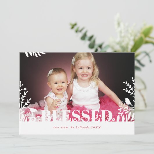 BOTANISCHE BLADEREN KERSTMIS hand getrokken blader Feestdagenkaart (Staand voorkant)