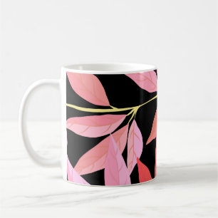 Botanische bladeren, kleurrijk naadloos patroon. koffiemok