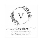 Botanische bladeren krans aangepaste typografie 2 rubberstempel (Afrduk)