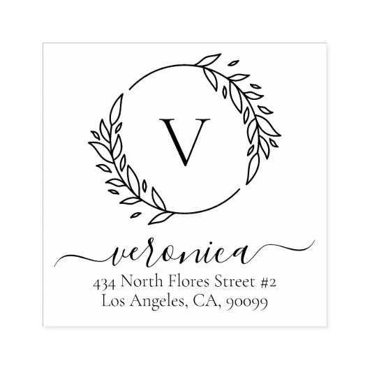 Botanische bladeren krans aangepaste typografie 2 rubberstempel (Afrduk)