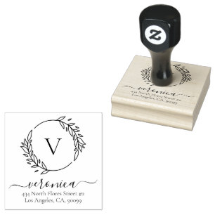 Botanische bladeren krans aangepaste typografie 2 rubberstempel