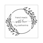 Botanische bladeren krans aangepaste typografie rubberstempel (Afrduk)