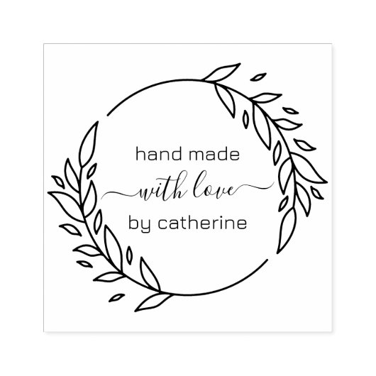 Botanische bladeren krans aangepaste typografie rubberstempel (Afrduk)